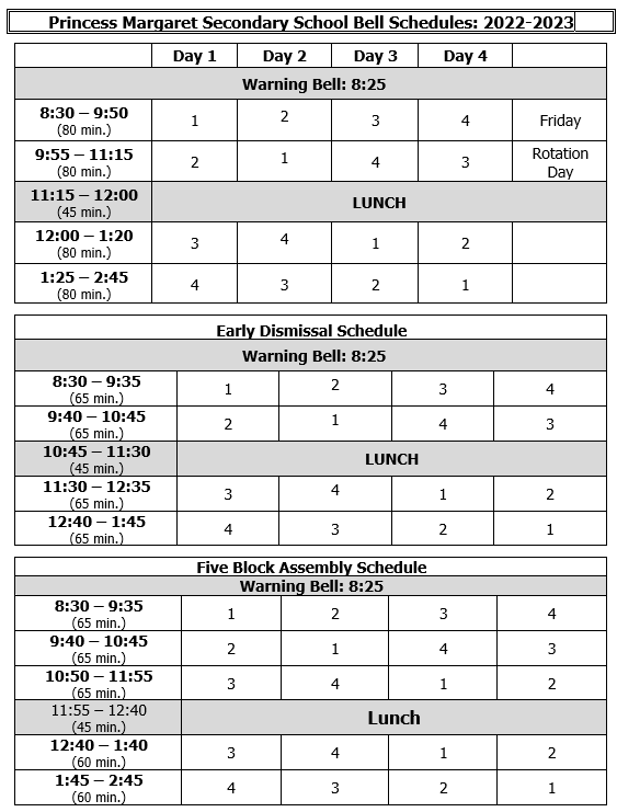 Bell Schedule